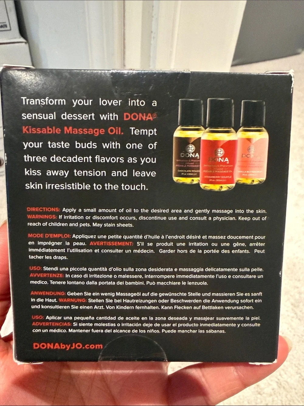Let Me Kiss You Kissable Massage Oil Gift Set - Strawberry, Vanilla, Chocolate